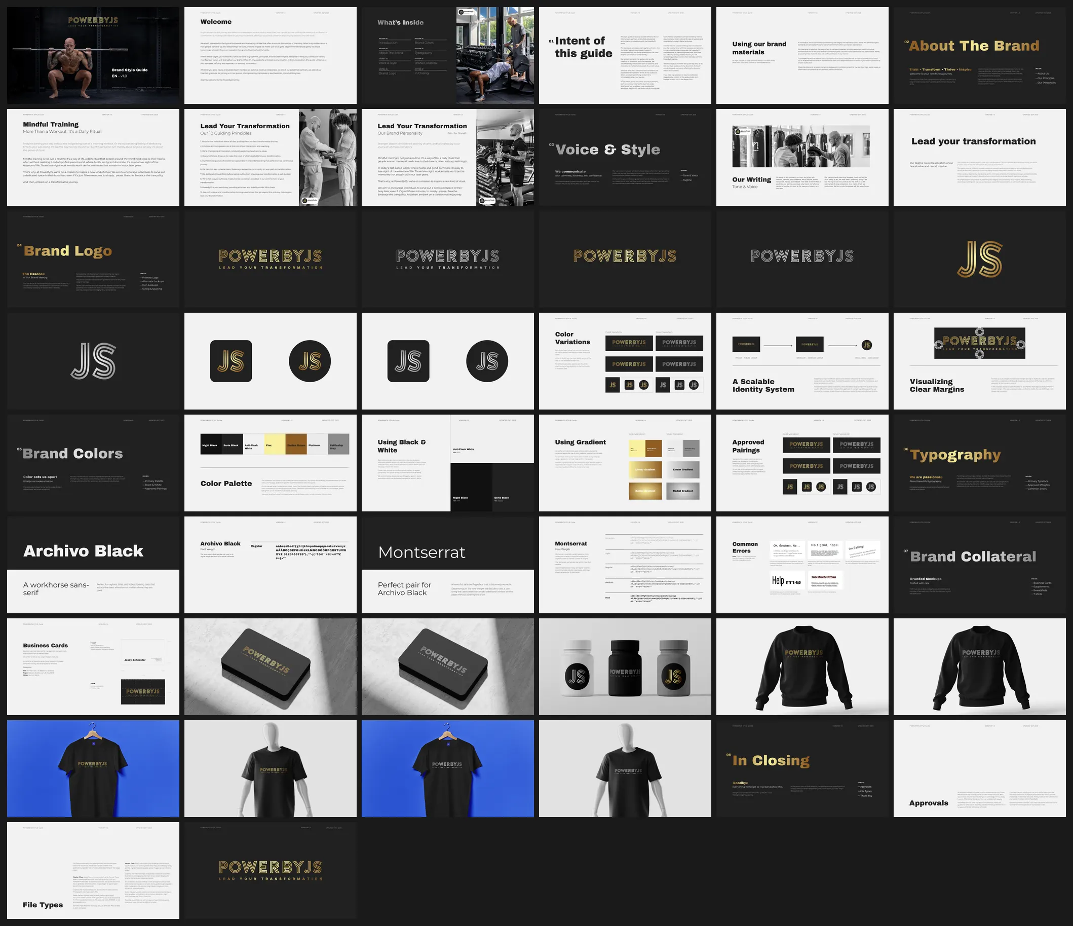 The pages of the PowerByJS brand style guide