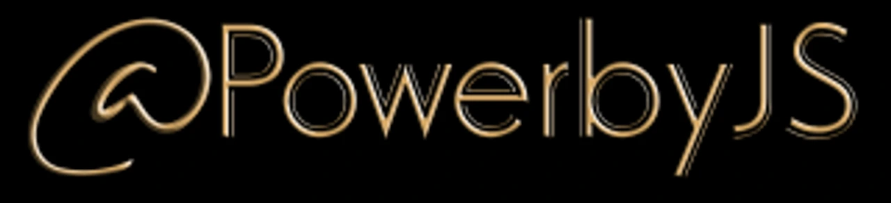 The previous PowerByJS logo, a thin gold script wordmark