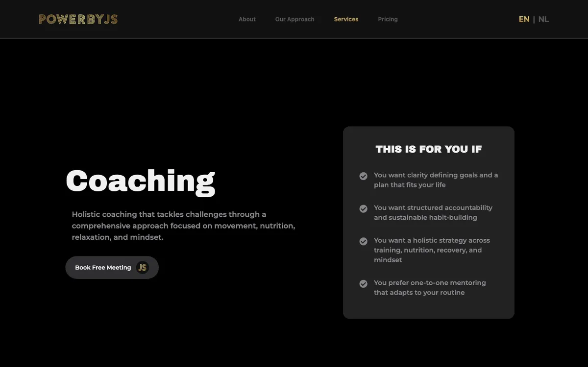 The Coaching service page